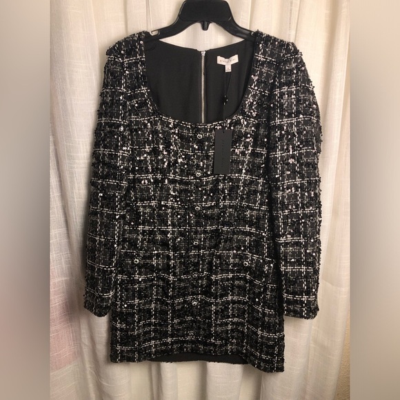 Gianni Bini Black and White Sequin Tweed Dress size 6 NWT - Picture 7 of 16